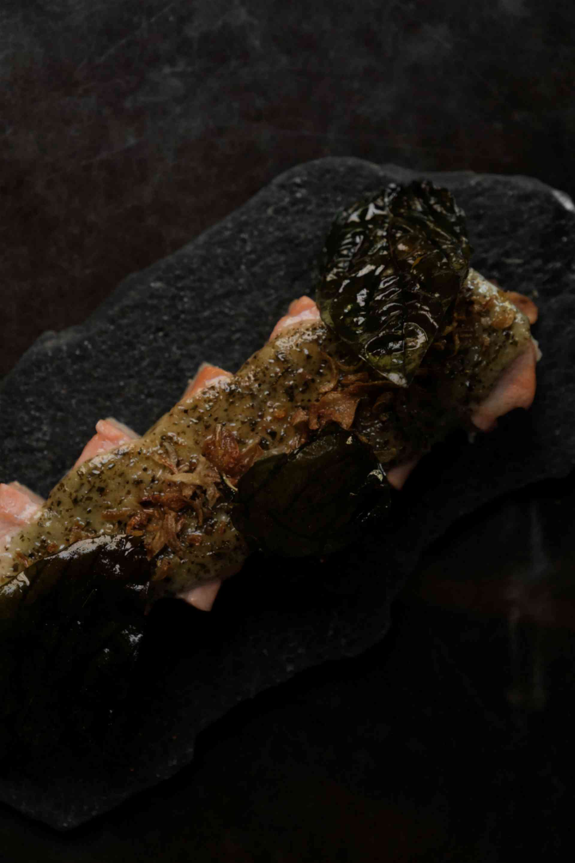 baked basil salmon oshi zushi
